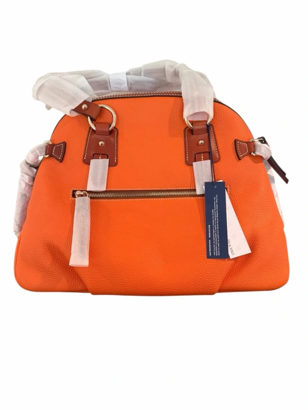 Dooney & Bourke Clementine Orange Pebble Grain Domed Satchel NWT